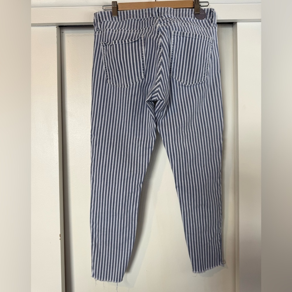 Zara Navy and White Striped Skinny Jeans - Women’s Denim - Picture 5 of 8